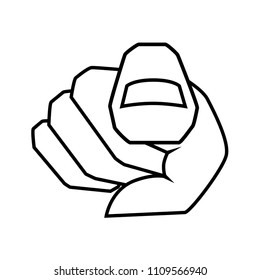 Index finger pointing at you. Hand with finger pointing. Choosing gesture icon, direction and showing. Vector illustration