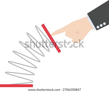 The index finger presses the spring

