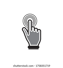 index finger pressing the button. Hand touch icon