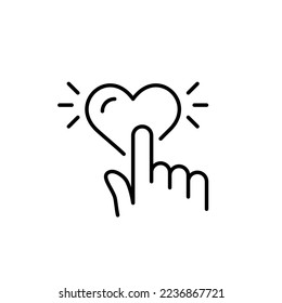 Index finger pushing on like symbol. Pixel perfect, editable stroke icon
