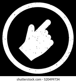 Index Finger Right Up Direction rubber seal stamp watermark. Icon vector symbol with grunge design and dirty texture. Scratched white ink sticker on a black background.