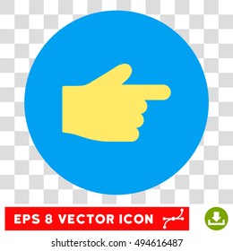 Index Finger round icon. Vector EPS illustration style is flat iconic bicolor symbol, yellow and blue colors, transparent background.