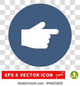 Index Finger round icon. Vector EPS illustration style is flat iconic bicolor symbol, white and cobalt colors, transparent background.