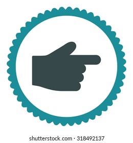 Index Finger round stamp icon. This flat vector symbol is drawn with soft blue colors on a white background.
