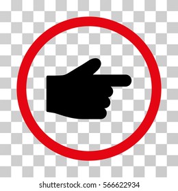 Index Finger rounded icon. Vector illustration style is flat iconic bicolor symbol inside a circle, intensive red and black colors, transparent background. Designed for web and software interfaces.