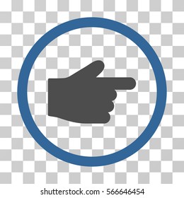 Index Finger rounded icon. Vector illustration style is flat iconic bicolor symbol inside a circle, cobalt and gray colors, transparent background. Designed for web and software interfaces.