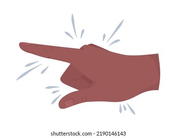 Index finger semi flat color vector hand gesture. Editable pose. Human body part on white. Pointing at object cartoon style illustration for web graphic design, animation, sticker pack