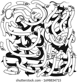 Index finger and senseless running in a circle on a white background