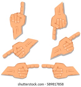Index finger set. Vector cartoon signs set isolated on white background.