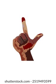 INDEX FINGER AND THUMB OPENED TO FORM THE LETTER L SYMBOL