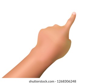 Index Finger Touching or Pointing Something, Gradient Mesh Hand Gesture, Realistic Vector Illustration