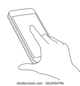 Index finger touching a smartphone screen