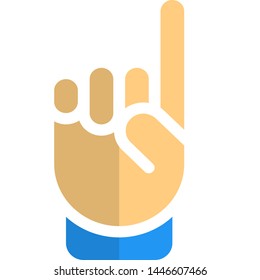 Index finger towards upside gesture isolated on a white background