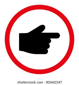 Index Finger vector icon. This rounded flat symbol is drawn with intensive red and black colors on a white background.