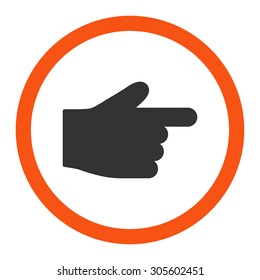 Index Finger vector icon. This rounded flat symbol is drawn with orange and gray colors on a white background.