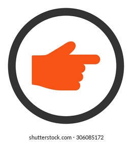 Index Finger vector icon. This rounded flat symbol is drawn with orange and gray colors on a white background.