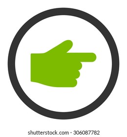 Index Finger vector icon. This rounded flat symbol is drawn with eco green and gray colors on a white background.