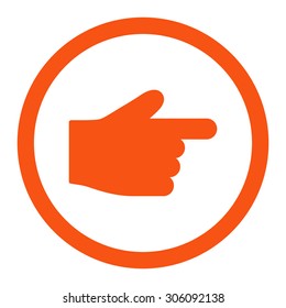 Index Finger vector icon. This rounded flat symbol is drawn with orange color on a white background.
