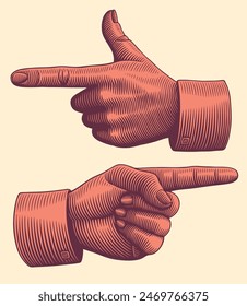 Index fingers. Editable hand drawn illustration. Vector vintage engraving. Isolated on light background. 8 EPS
