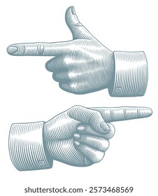 Index fingers. Editable hand drawn illustration. Vector vintage engraving. Isolated on white background. 8 EPS
