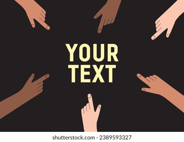 Index fingers point to the center vector illustration. attract attention