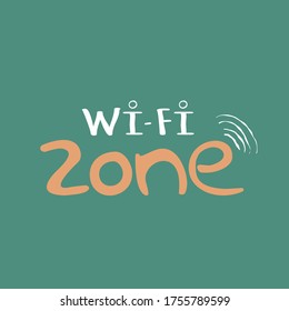 Index - Free Wi-Fi Zone. Vector illustration. Lettering. Pointer on a turquoise menthol background.