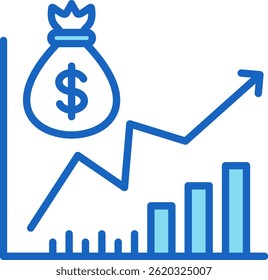 Index Funds Icon Blue Vector Illustration