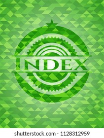 Index green emblem with mosaic background