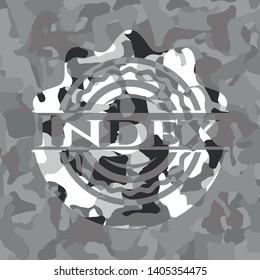 Index grey camouflage emblem. Vector Illustration.