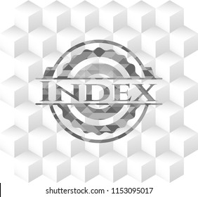 Index grey emblem with cube white background