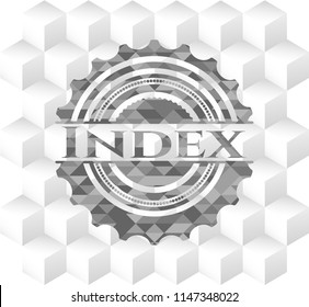 Index grey emblem with geometric cube white background