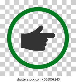 Index Hand rounded icon. Vector illustration style is flat iconic bicolor symbol inside a circle, green and gray colors, transparent background. Designed for web and software interfaces.