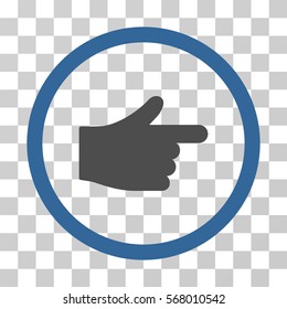 Index Hand rounded icon. Vector illustration style is flat iconic bicolor symbol inside a circle, cobalt and gray colors, transparent background. Designed for web and software interfaces.