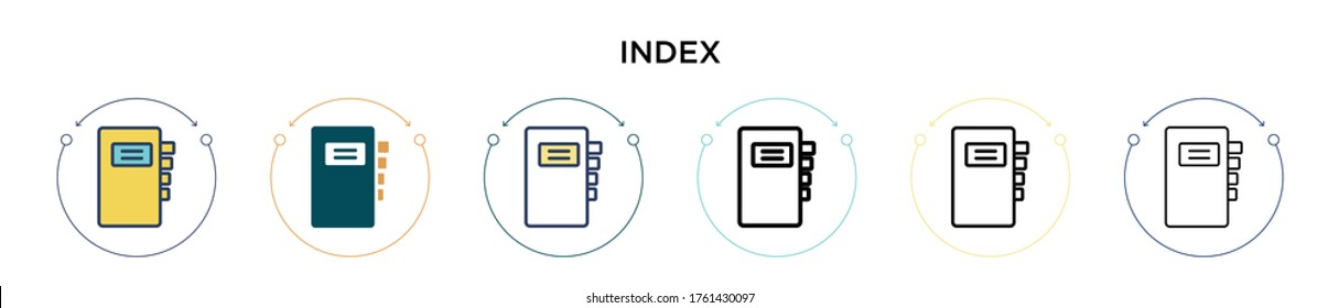 Index icon in filled, thin line, outline and stroke style. Vector illustration of two colored and black index vector icons designs can be used for mobile, ui, web