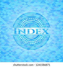 Index light blue emblem with triangle mosaic background