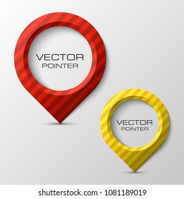Index location on the map. Pointer position. Marker standing. Indicator destination. Origami infographic colorful pointrs set. Advertising design shape. Speech talking cloud. Vector label pointer tag