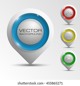 Index location on the map. Pointer position. Marker standing. Indicator destination. Origami infographic colorful banners set. Advertising Design shape. Speech talking cloud. Vector label tag.