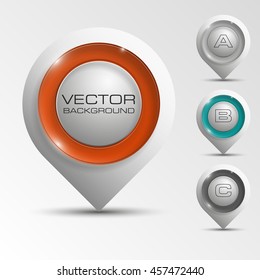 Index location on the map. Pointer position. Marker standing. Indicator destination. Origami infographic colorful banners set. Advertising Design shape. Speech talking cloud. Vector label tag.
