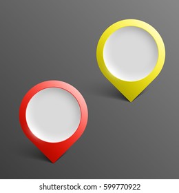 Index location on the map. Pointer position. Marker standing. Indicator destination. Origami infographic colorful banners set. Advertising Design shape. Speech talking cloud. Vector label tag.
