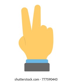 Index and middle finger pointing upwards and wide open. Concept of victory