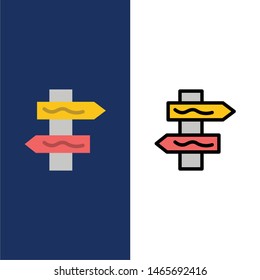 Index, Navigation, Road  Icons. Flat and Line Filled Icon Set Vector Blue Background. Vector Icon Template background