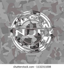 Index on grey camo pattern