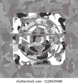 Index on grey camo texture