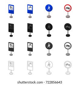Index on the road, prohibiting, warning, indicating and other types of signs. Road sign set collection icons in cartoon black monochrome outline style vector symbol stock illustration web.