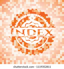 Index orange mosaic emblem with background