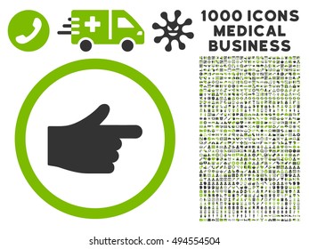 Index Pointer icon with 1000 medical commercial eco green and gray vector design elements. Clipart style is flat bicolor symbols, white background.