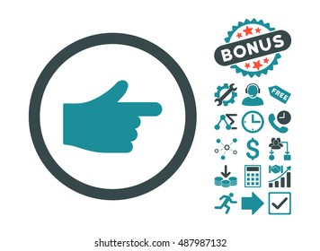 Index Pointer icon with bonus pictures. Vector illustration style is flat iconic bicolor symbols, soft blue colors, white background.