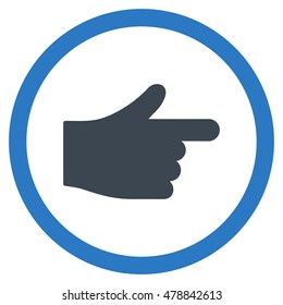 Index Pointer vector bicolor rounded icon. Image style is a flat icon symbol inside a circle, smooth blue colors, white background.