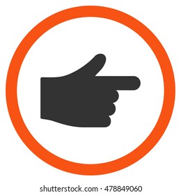 Index Pointer vector bicolor rounded icon. Image style is a flat icon symbol inside a circle, orange and gray colors, white background.