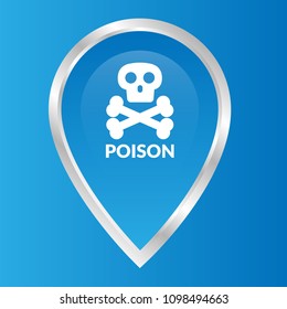 Index of poisonous substances on map pointer.Vector illustration